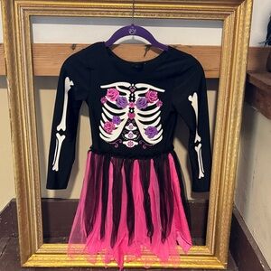 Girls Black & Pink Skeleton Costume dress